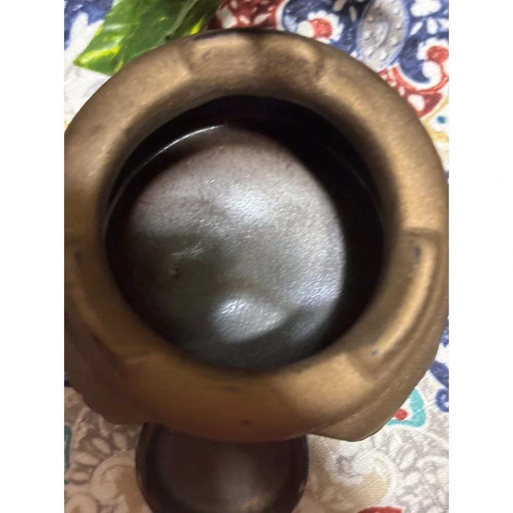 Ceramic Cauldron Tea Light Oil Wax Warmer Bronze Embossed Scroll 3-Piece Set